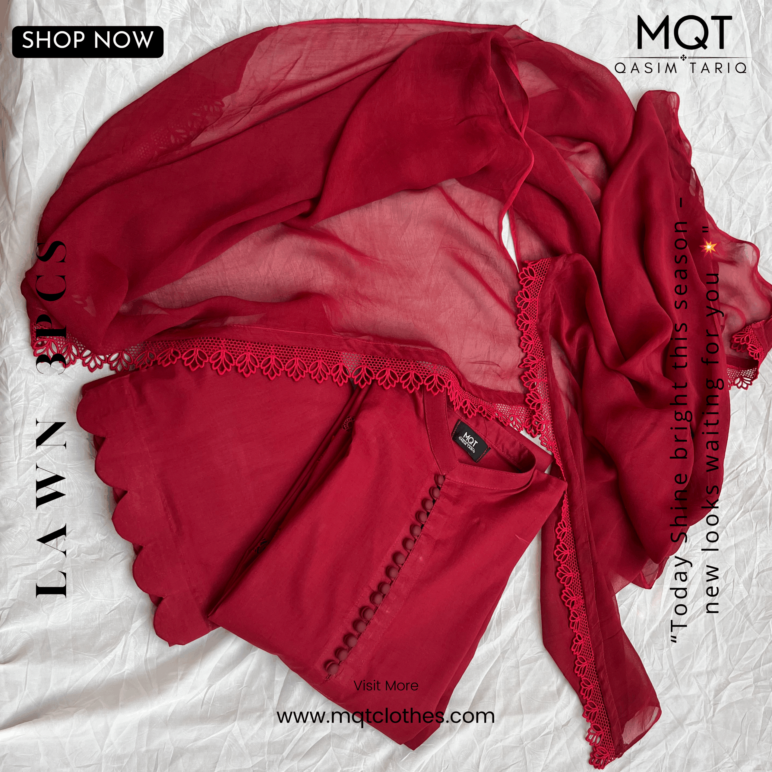 Mehroon 3-PIECE- LAWN STITCHED SUIT