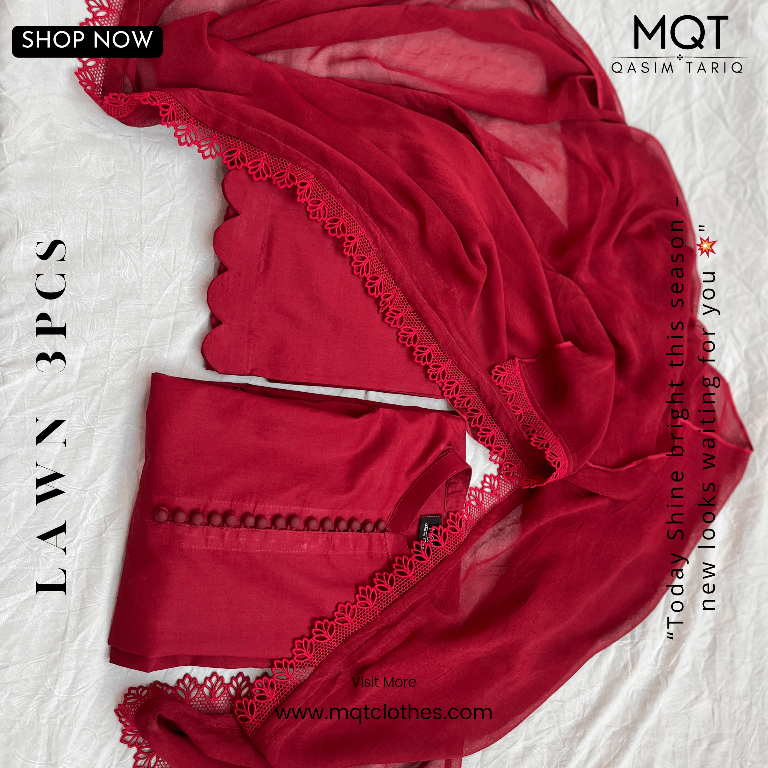 Mehroon 3-PIECE- LAWN STITCHED SUIT