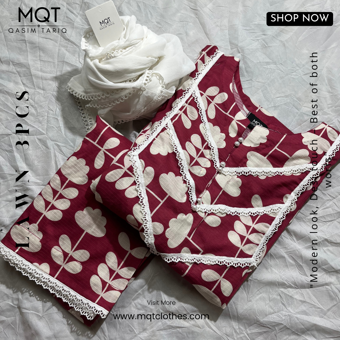 Dark Purple 3-PIECE- LAWN STITCHED SUIT