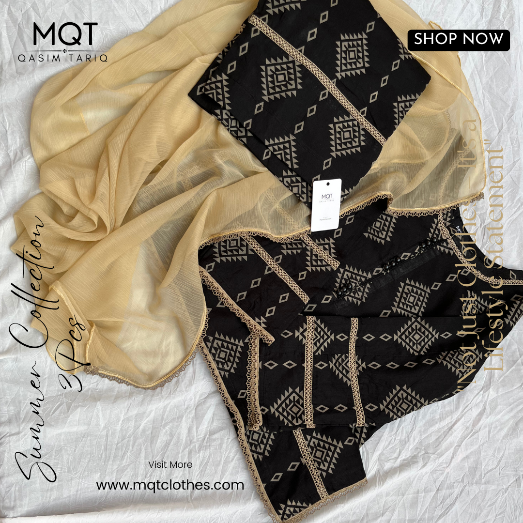 Black & Skin 3-PIECE- LAWN STITCHED SUIT