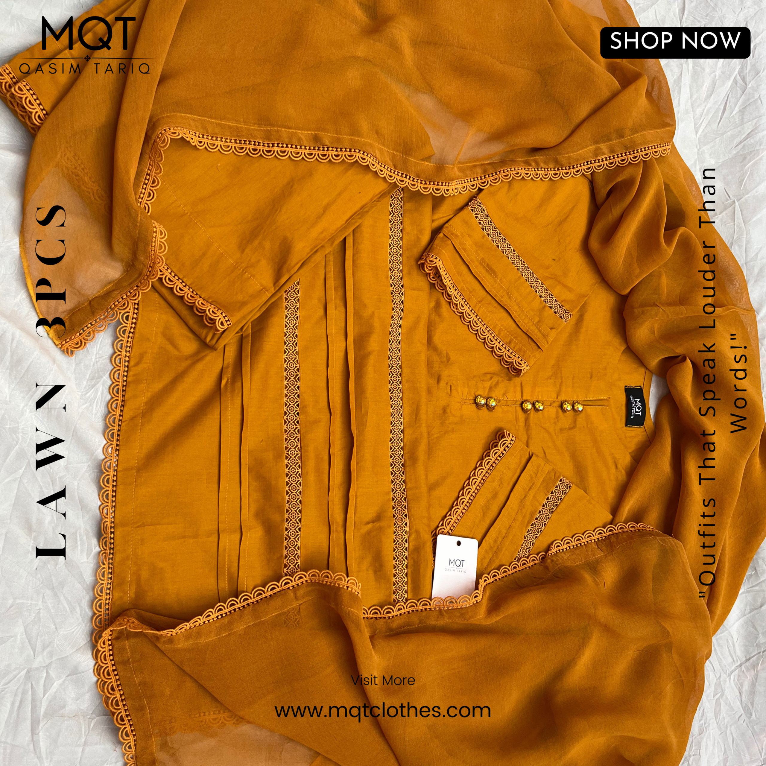 Mustard 3-PIECE- LAWN STITCHED SUIT
