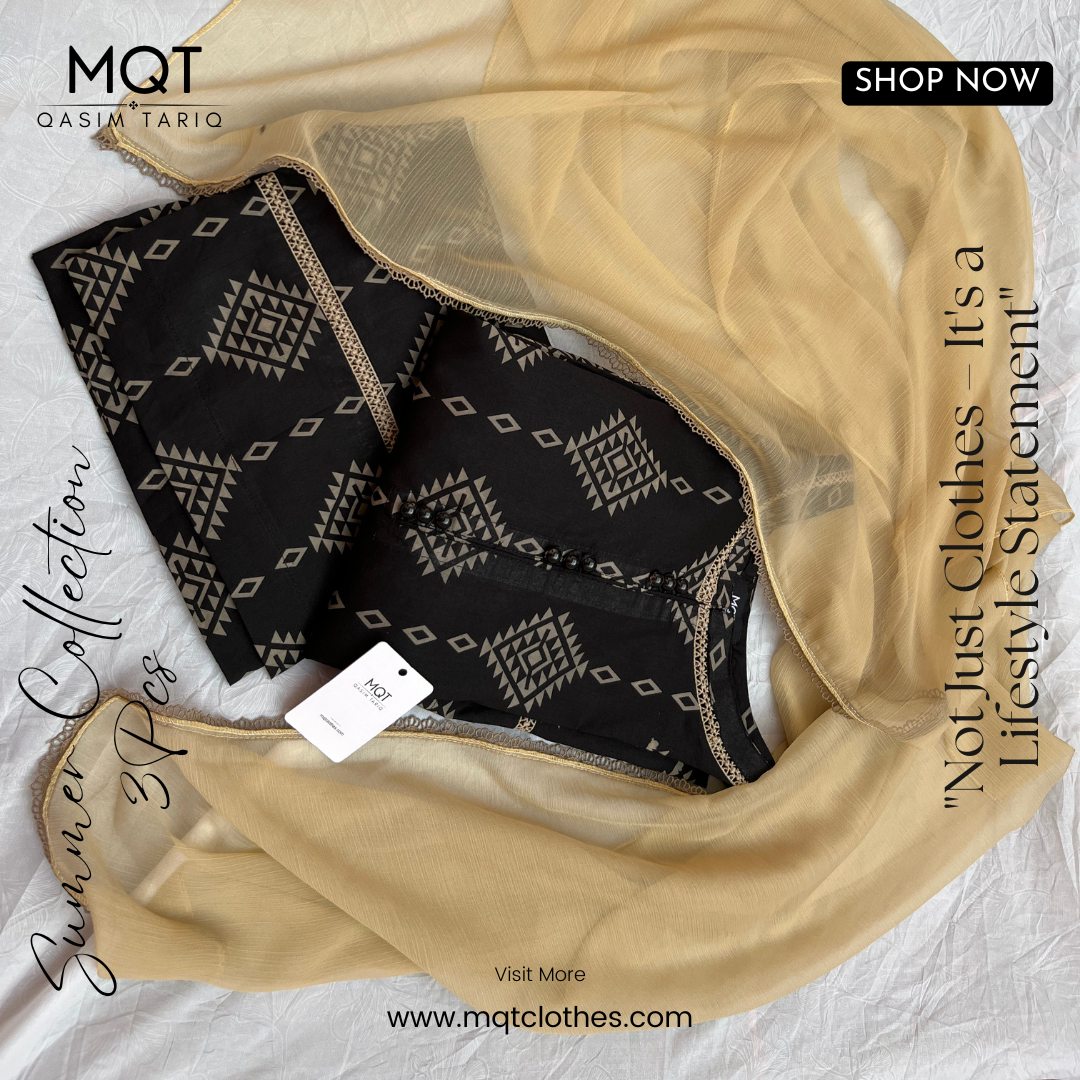 Black & Skin 3-PIECE- LAWN STITCHED SUIT