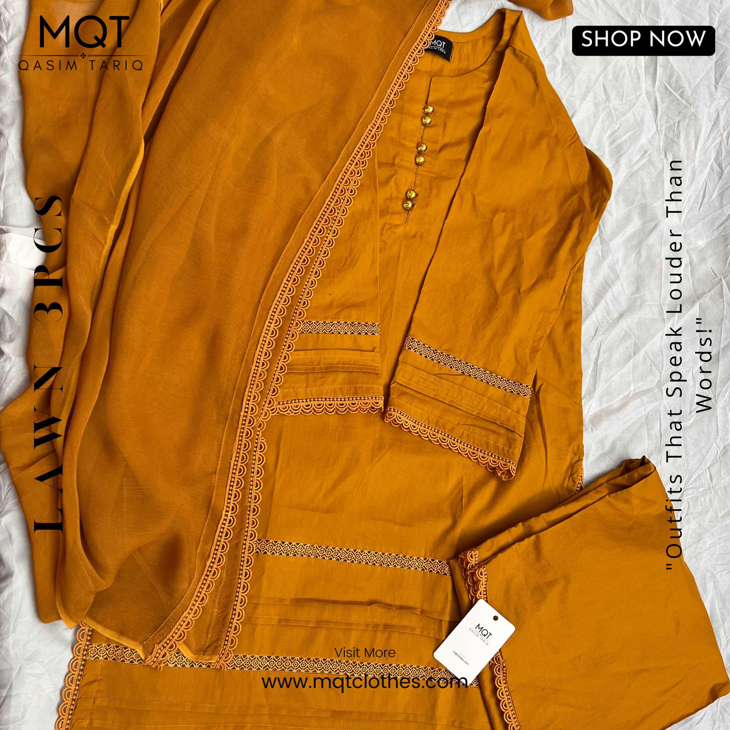 Mustard 3-PIECE- LAWN STITCHED SUIT