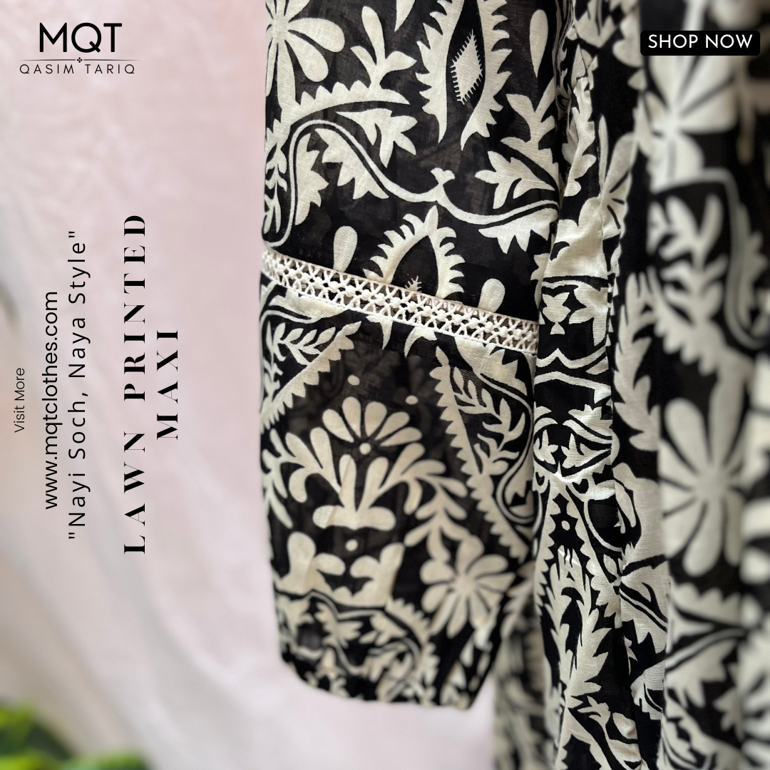 Black Printed Maxi- LAWN STITCHED MAXI