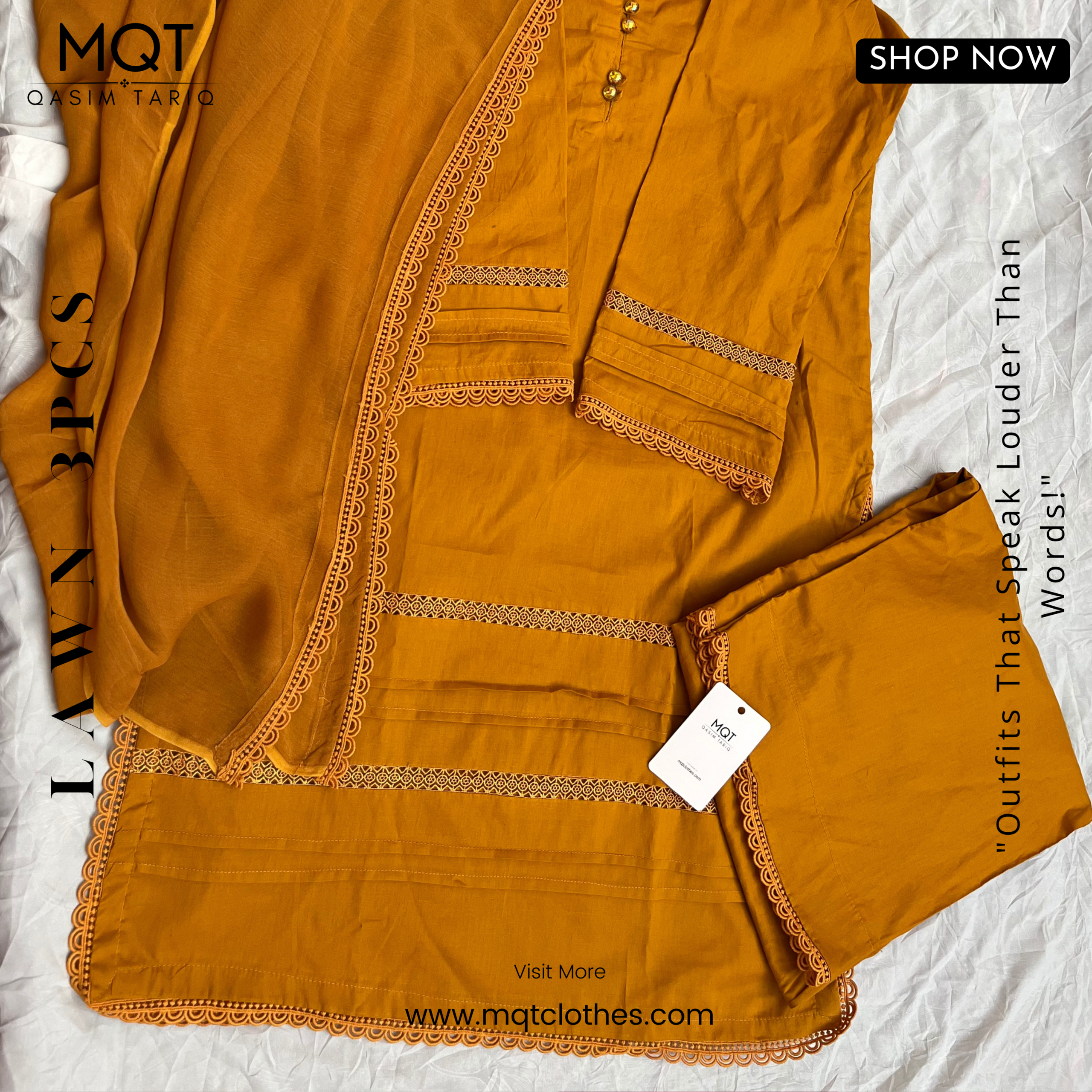 Mustard 3-PIECE- LAWN STITCHED SUIT
