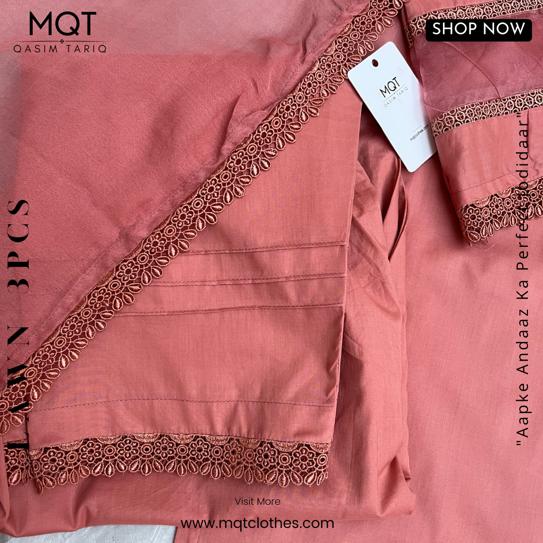 Tea Pink 3-PIECE- LAWN STITCHED SUIT