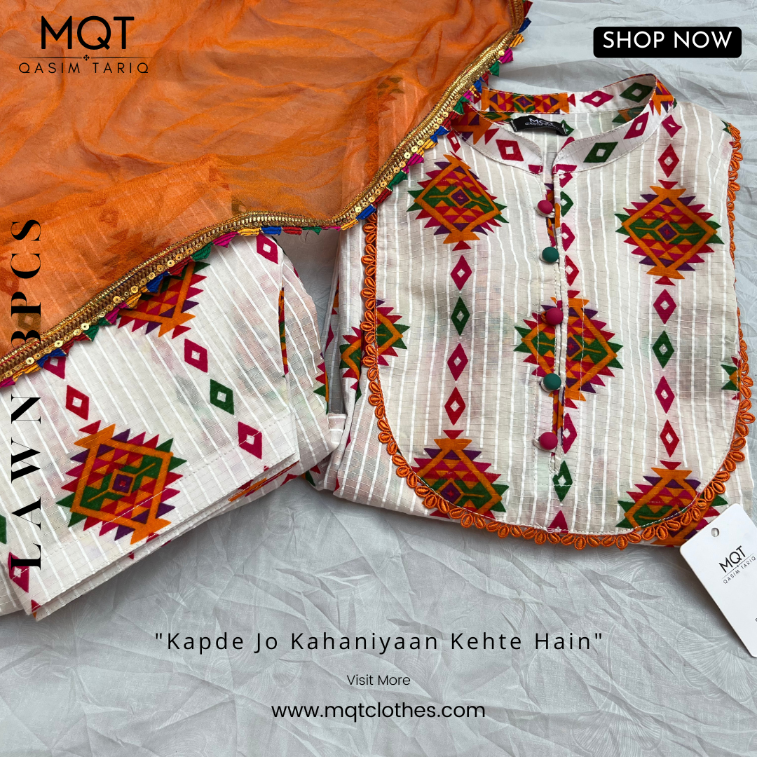 White Sindhi With Patiala Salwar 3-PIECE- LAWN STITCHED SUIT