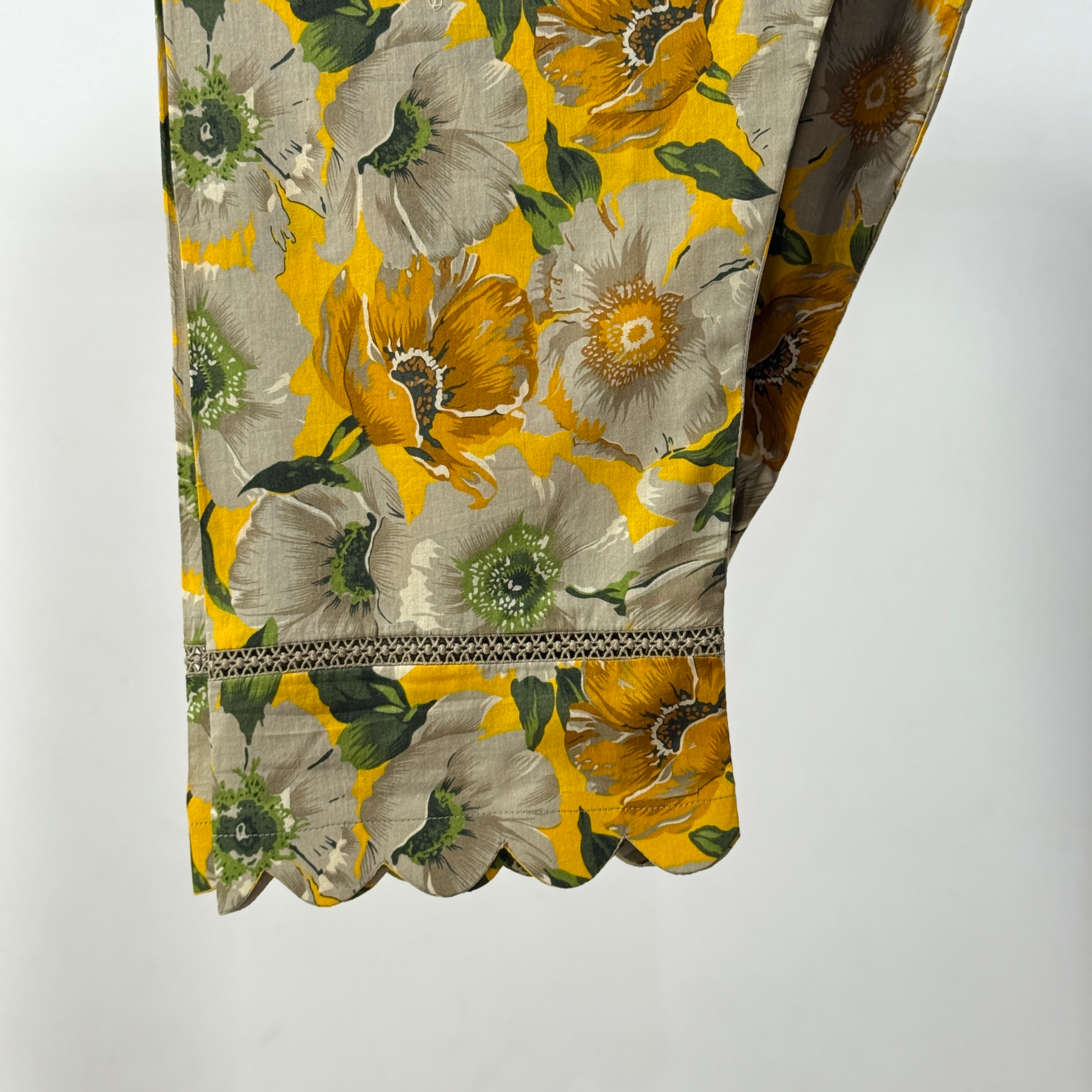 Yellow Printed Chikankari 3-PIECE- LAWN STITCHED SUIT