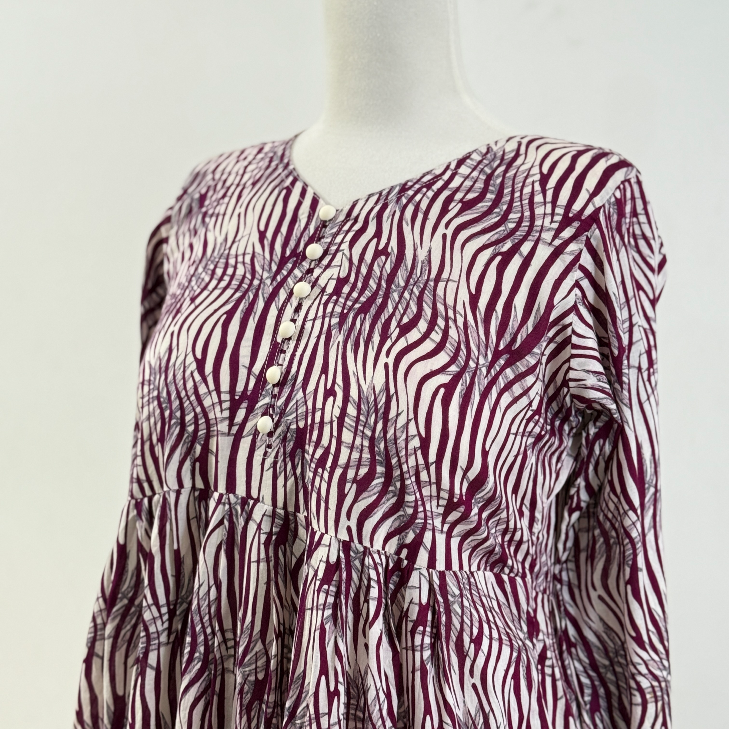 Mehroon Zebra Printed Maxi- LAWN STITCHED MAXI