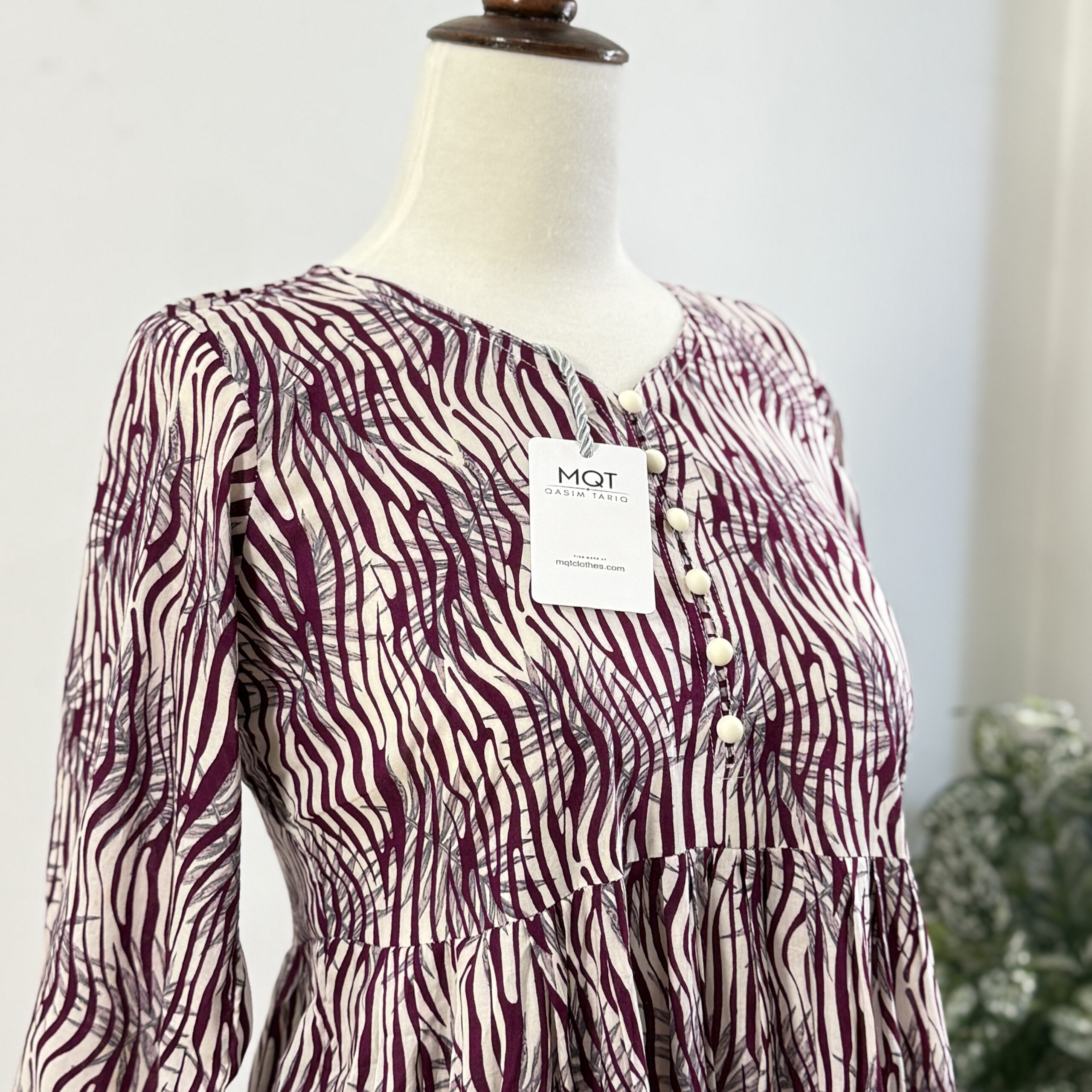 Mehroon Zebra Printed Maxi- LAWN STITCHED MAXI